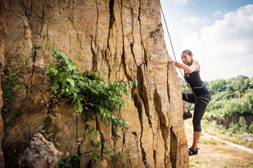 Young Climber Rock Climbing