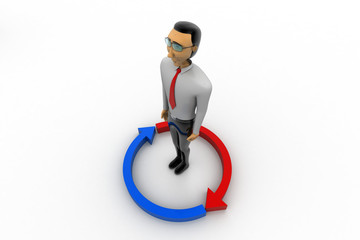 Man standing in set of arrows