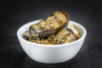 Some Antipasti (Grilled Zucchinis) on a dark slate slab