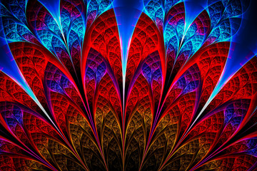 Decorative fractal abstract flamed flower.3D render