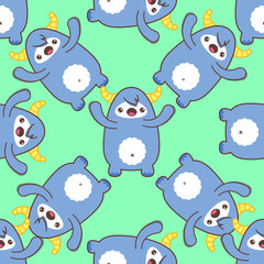 Cartoon yeti seamless pattern. Vector illustration