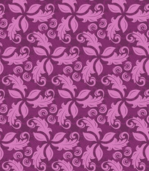 Fototapeta na wymiar Floral purple ornament. Seamless abstract classic pattern with flowers
