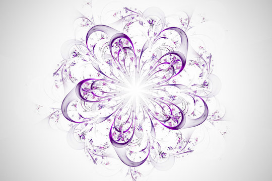 Decorative fractal abstract flower on white background.3D render