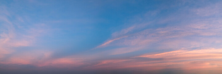 Vibrant panoramic sky on twilight time.
