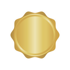Modern gold circle metal badge, label and design elements. Vector illustration