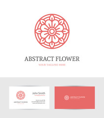 Linear red flower logo