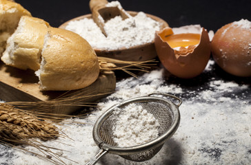Ingredients and utensils for the preparation of bakery products