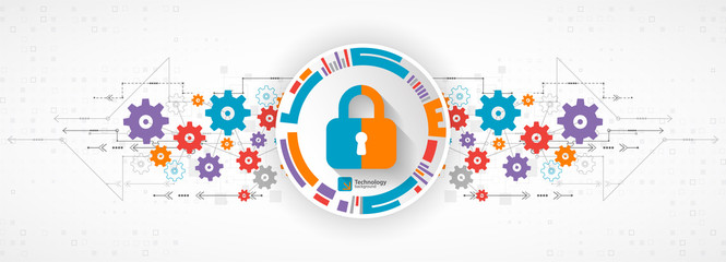 Protection concept. Protect mechanism, system privacy. Vector