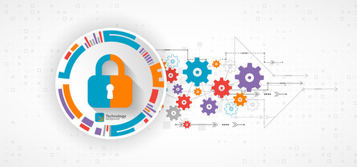 Protection concept. Protect mechanism, system privacy. Vector