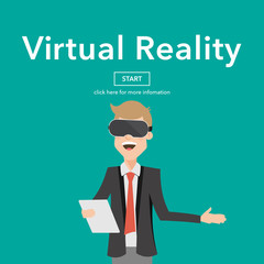 Businessman Use Virtual Reality Web Page Concept.