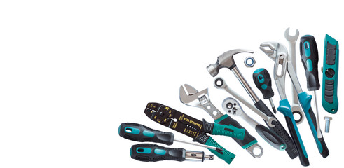 set of tools, Many tools isolated on white background