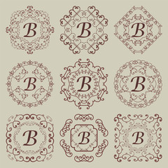 Set of nine vintage monograms.