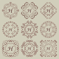 Set of nine vintage monograms.