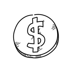 Freehand drawing illustration coin