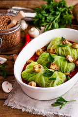 cabbage rolls with buckwheat and mushrooms