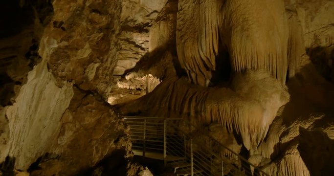 Stalactites and stalagmites in the &ldquo;Antro del Corchia&rdquo; limestone cave, Italy