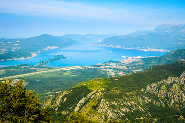 Panoramic view on sea bay near Kotor, Montenegro.