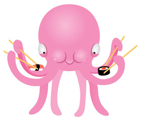 Octopus Eating Sushi