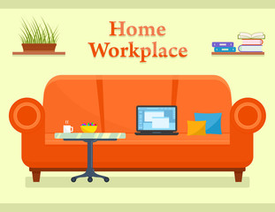 home workplace room with sofa