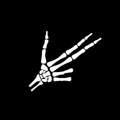 White hand bone show the gun and number eight hand sign in black