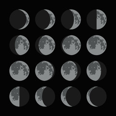 Phases of the Moon Icons Set. Vector