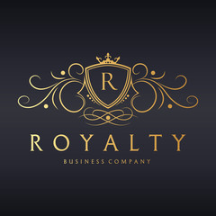 Royalty logo. Easy to change color, size and text - 132846146
