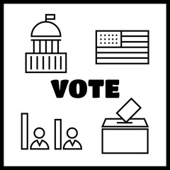 Voting and elections linear icons