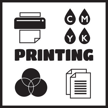 Printing icons. Palette and printer set