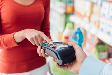 Woman at the checkout