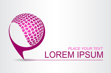 Logo stylized spherical surface with abstract shapes