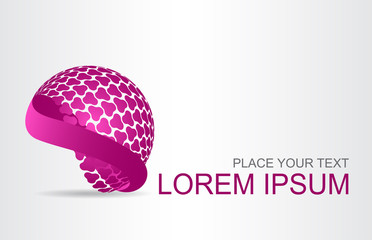 Logo stylized spherical surface with abstract shapes