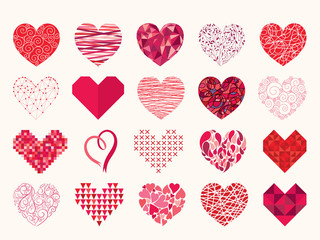Different heart collection - obrazy, fototapety, plakaty