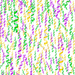 Fototapeta na wymiar Vector illustration of holiday seamless pattern with colorful serpentine ribbons