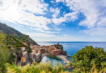 Vernazza, one of five villages in Cinque Terre National Park and is a UNESCO World Heritage Site on...