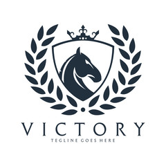Horse logo. Victorious mustang logotype