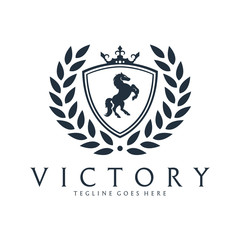 Horse logo. Victorious mustang logotype