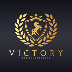 Horse logo. Victorious mustang logotype