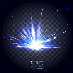 light effect lens blue explosion on transparent background. vect