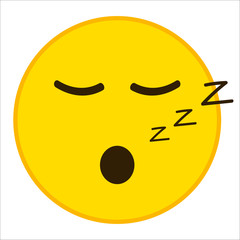 Fototapeta premium Sleepy emoticon with closed eyes in trendy flat style. Sleep, resting emoji vector illustration.