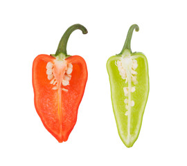 chili peppers on white background