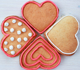 background with heart shape valentine homemade cookies