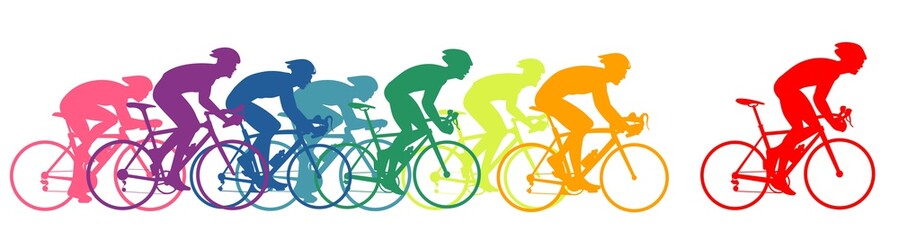 Bike racers, colorful