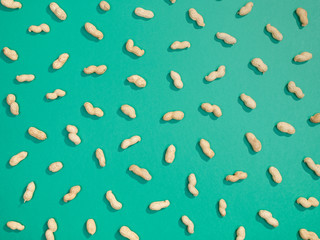 Peanut nuts flat lay pattern