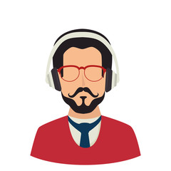 gentleman face hipster style vector illustration design