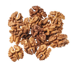 Kernel walnut isolated, macro shot ,top view