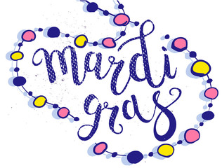 Carnival Mardi Gras Brush Pen Sign. Mardi Gras Calligraphic