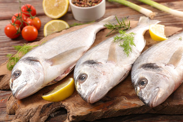raw fish with ingredients
