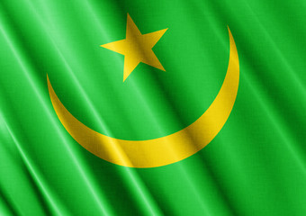 Mauritania waving flag close