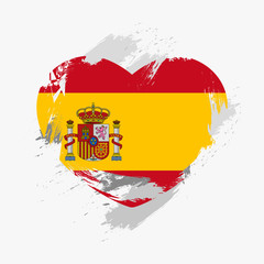 Flag of Spain isolated on grunge heart. Vector illustration