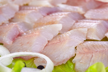 Fillet of a lightly salted grayling closeup